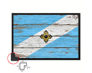 Madison City Wisconsin State Rustic Flag Wood Framed Paper Prints Decor Wall Art Gifts