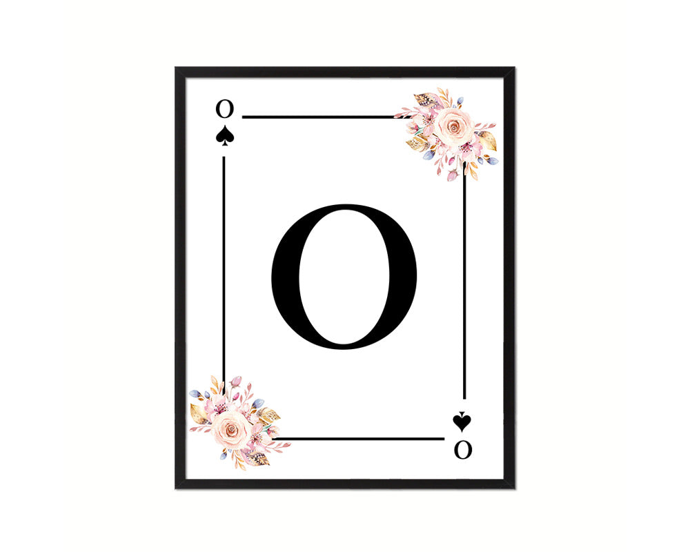 Letter O Personalized Boho Monogram Spade Card Decks Framed Print Wall Art Decor Gifts