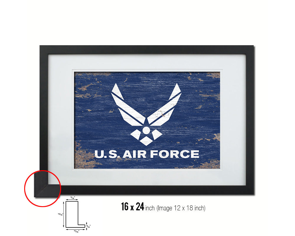 US Air Force Shabby Chic Military Flag Framed Print Decor Wall Art Gifts