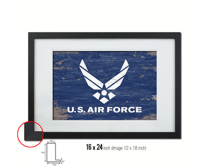 US Air Force Shabby Chic Military Flag Framed Print Decor Wall Art Gifts