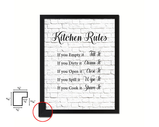 Kitchen Rules Quote Framed Print Home Decor Wall Art Gifts