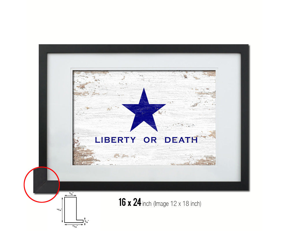 Liberty or Death Goliad Texas Battle Independence Shabby Chic Military Flag Framed Print Art