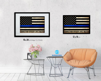 Thin Blue Line Honoring Law Enforcement, To protect & to serve, Correction officer lives matter Vintage Military Flag Art