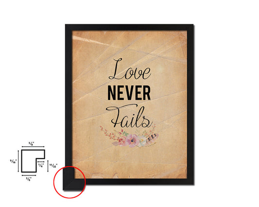 Love never fails Quote Paper Artwork Framed Print Wall Decor Art