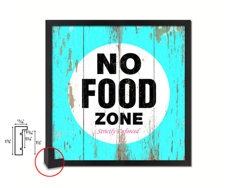 No Food Zone Shabby Chic Sign Wood Framed Art Paper Print Wall Decor Gifts