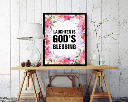 Laughter is God's blessing Quote Framed Print Home Decor Wall Art Gifts