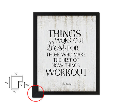 Things work out best Quote Wood Framed Print Wall Decor Art