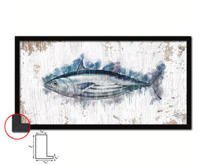 Skipjack Tuna Fish Art Wood Frame Shabby Chic Restaurant Sushi Wall Decor Gifts, 10" x 20"
