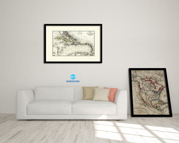 West Indies and Caribbean 1846 Old Map Framed Print Art Wall Decor Gifts