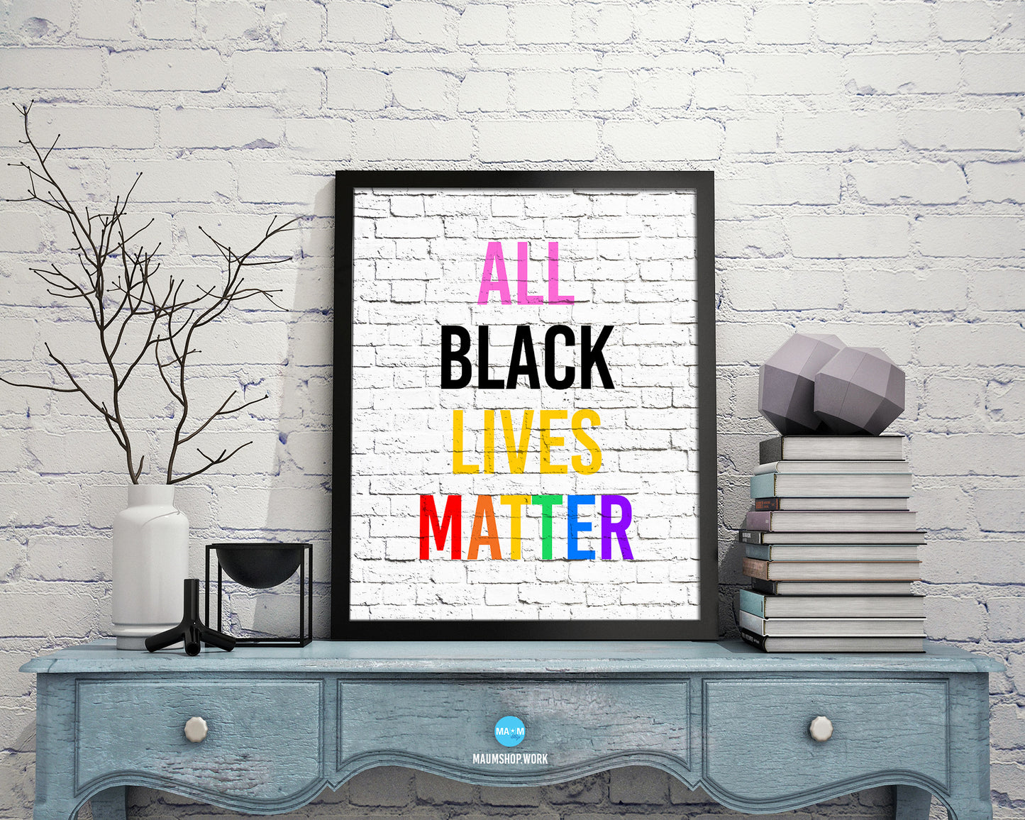 All Black Lives Matter Rainbow Pride Peace Right Justice Poster Wood Framed Wall Decor Gifts