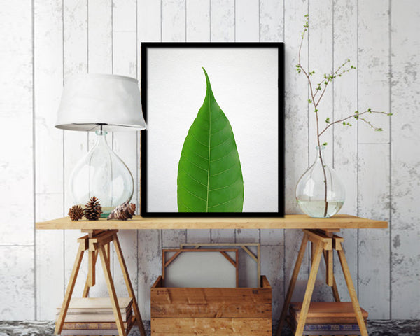 Green Watercolor Tropical Leaf Framed Print Sign Decor Wall Art Gifts