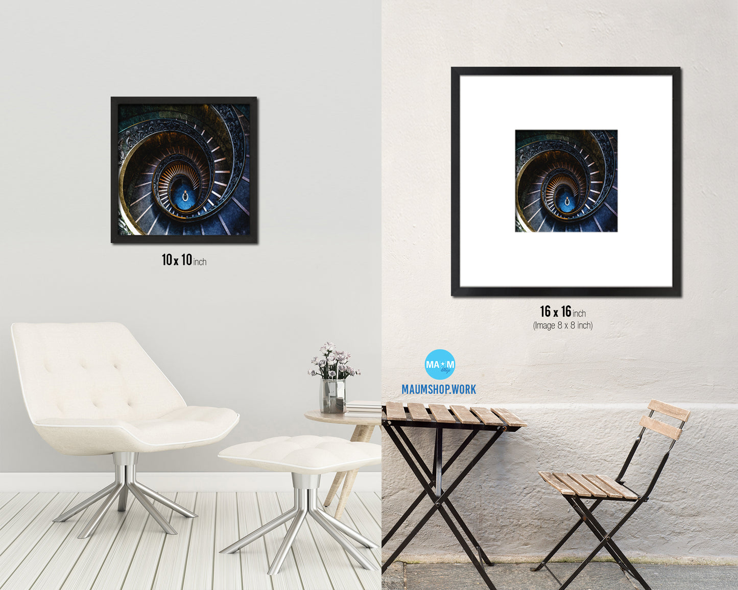 Vatican Museum Vintage Spiral Staircase Wood Framed Print Interior Wall Decor Art Gifts