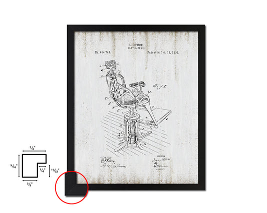 Dental Chair Dentist Vintage Patent Artwork Black Frame Print Wall Art Decor Gifts