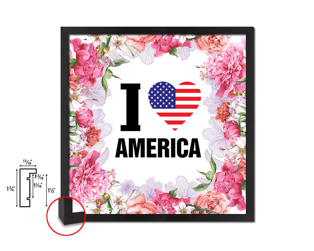 I love America Quote Framed Print Home Decor Wall Art Gifts