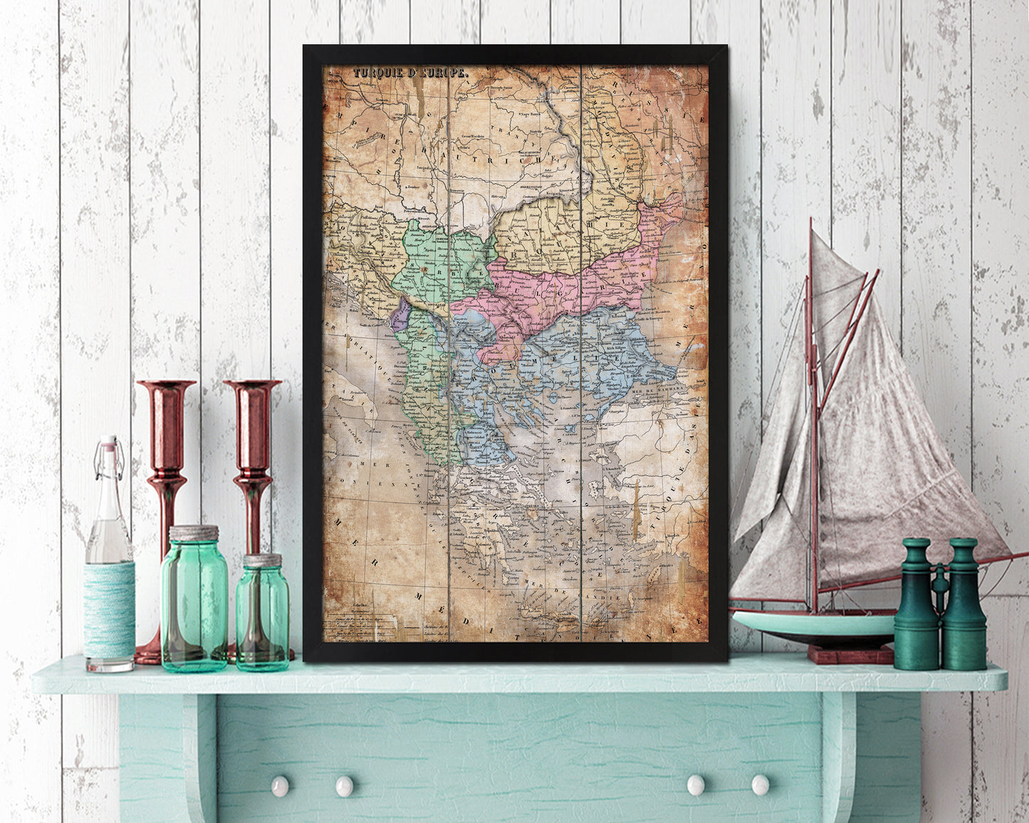 Arkansas Louisiana Mississippi Antique Map Wood Framed Print Art Wall Decor Gifts
