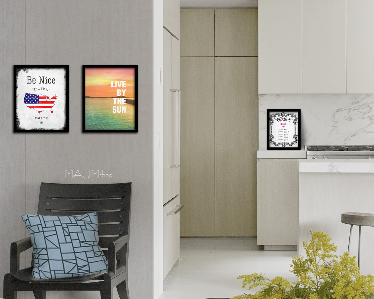 Live by the sun Quote Framed Print Wall Decor Art Gifts