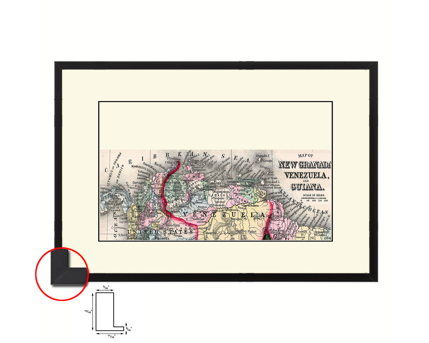 Venezuela Old Map Framed Print Art Wall Decor Gifts