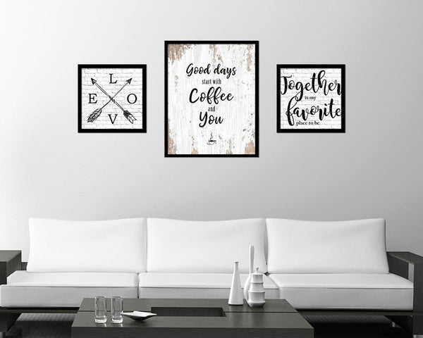 Good ideas start with coffee and you Quote Framed Artwork Print Wall Decor Art Gifts