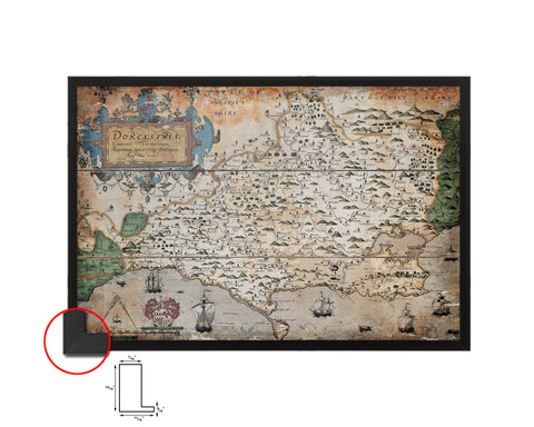 Dorset Atlas England Wales Christopher Saxton Antique Map Framed Print Art Wall Decor Gifts