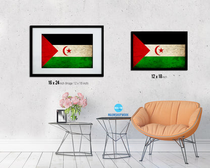Sahrawi Arab Democratic Republic Country Vintage Flag Wood Framed Print Wall Art Decor Gifts