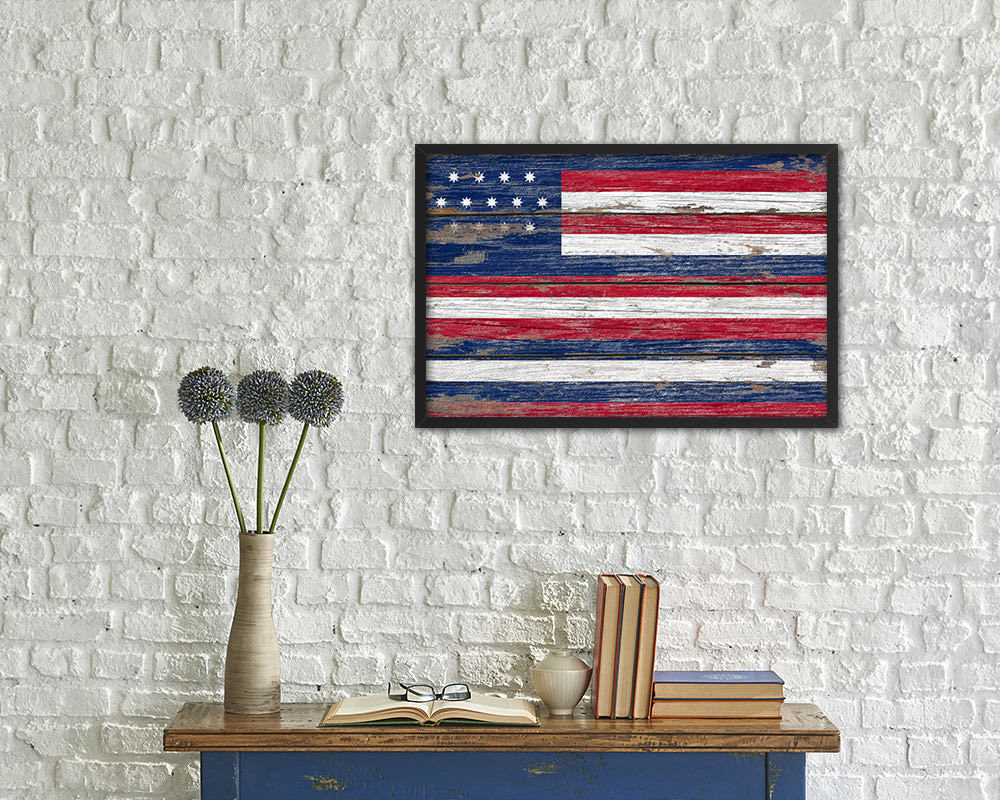 Serapis Hostoryic Wood Rustic Flag Wood Framed Print Wall Art Decor Gifts