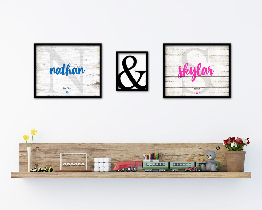 Nathan Personalized Biblical Name Plate Art Framed Print Kids Baby Room Wall Decor Gifts