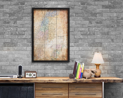 Holy Land Romans David Solomon Israel Palestine Antique Map Wood Framed Print Art Wall Decor Gifts