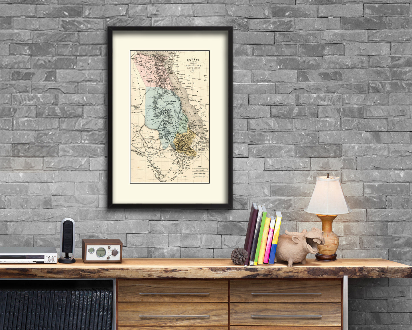 Egypt Nubia Abyssinia Africa Old Map Wood Framed Print Art Wall Decor Gifts
