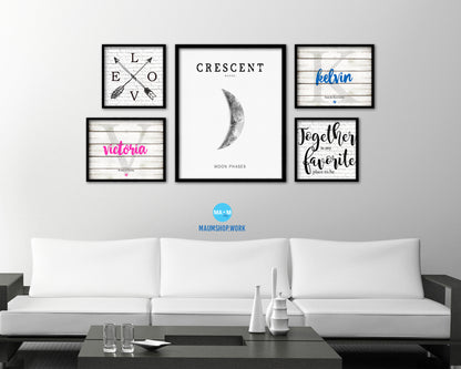 Waxing Crescent Lunar Phases Moon Watercolor Nursery Framed Prints Home Decor Wall Art Gifts