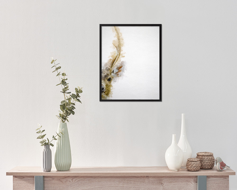 Deer Animal Painting Print Framed Art Home Wall Decor Gifts