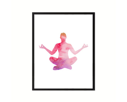 Fire Log Pose Yoga Wood Framed Print Wall Decor Art Gifts