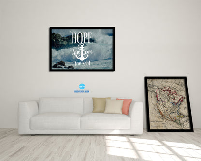 Hope anchors the soul, Hebrews 6:19 Bible Verse Scripture Framed Print Wall Decor Art Gifts