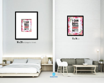 I can do all things through Christ who strengthens me, Philippians 3:20 Quote Framed Print Wall Art