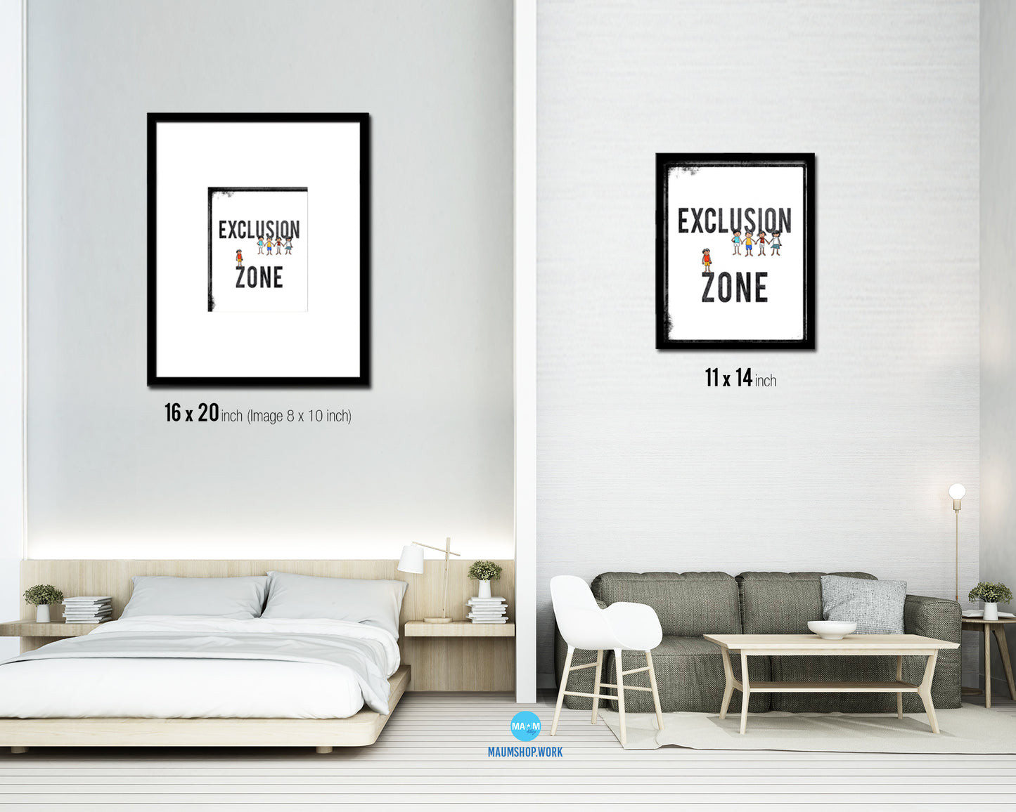 Exclusion Zone Notice Danger Sign Framed Print Home Decor Wall Art Gifts