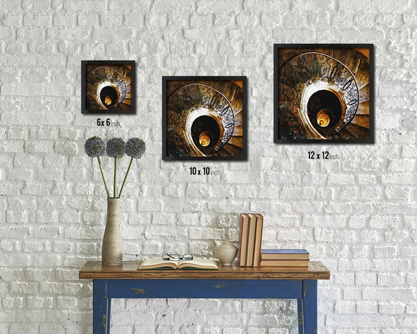 Marble Iron Vintage Spiral Staircase Wood Framed Print Interior Wall Decor Art Gifts