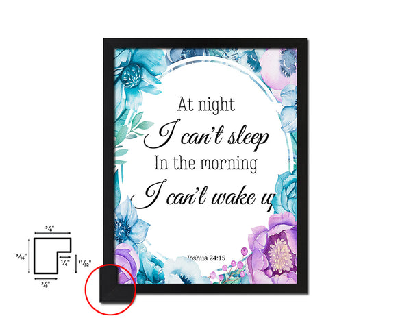 At night I can't sleep in the morning Quote Boho Flower Framed Print Wall Decor Art
