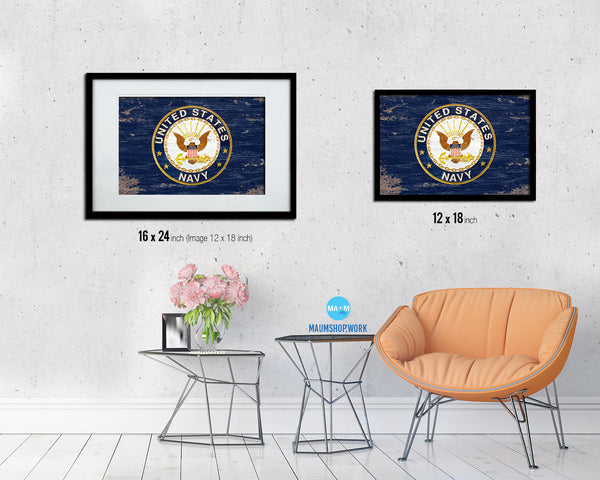 US Navy Seal Shabby Chic Military Flag Framed Print Decor Wall Art Gifts