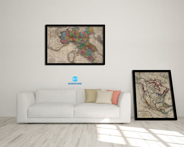 North Iitaly Historical Map Framed Print Art Wall Decor Gifts