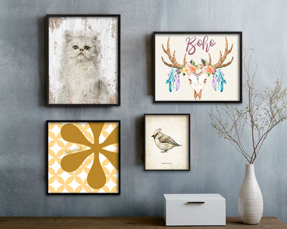 Persian Cat Kitten Portrait Framed Print Pet Home Decor Custom Watercolor Wall Art Gifts