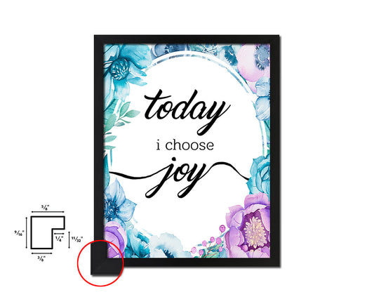 Today I choose joy Quote Boho Flower Framed Print Wall Decor Art