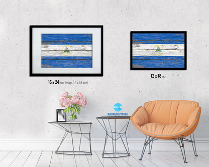 Nicaragua Country Wood Rustic National Flag Wood Framed Print Wall Art Decor Gifts