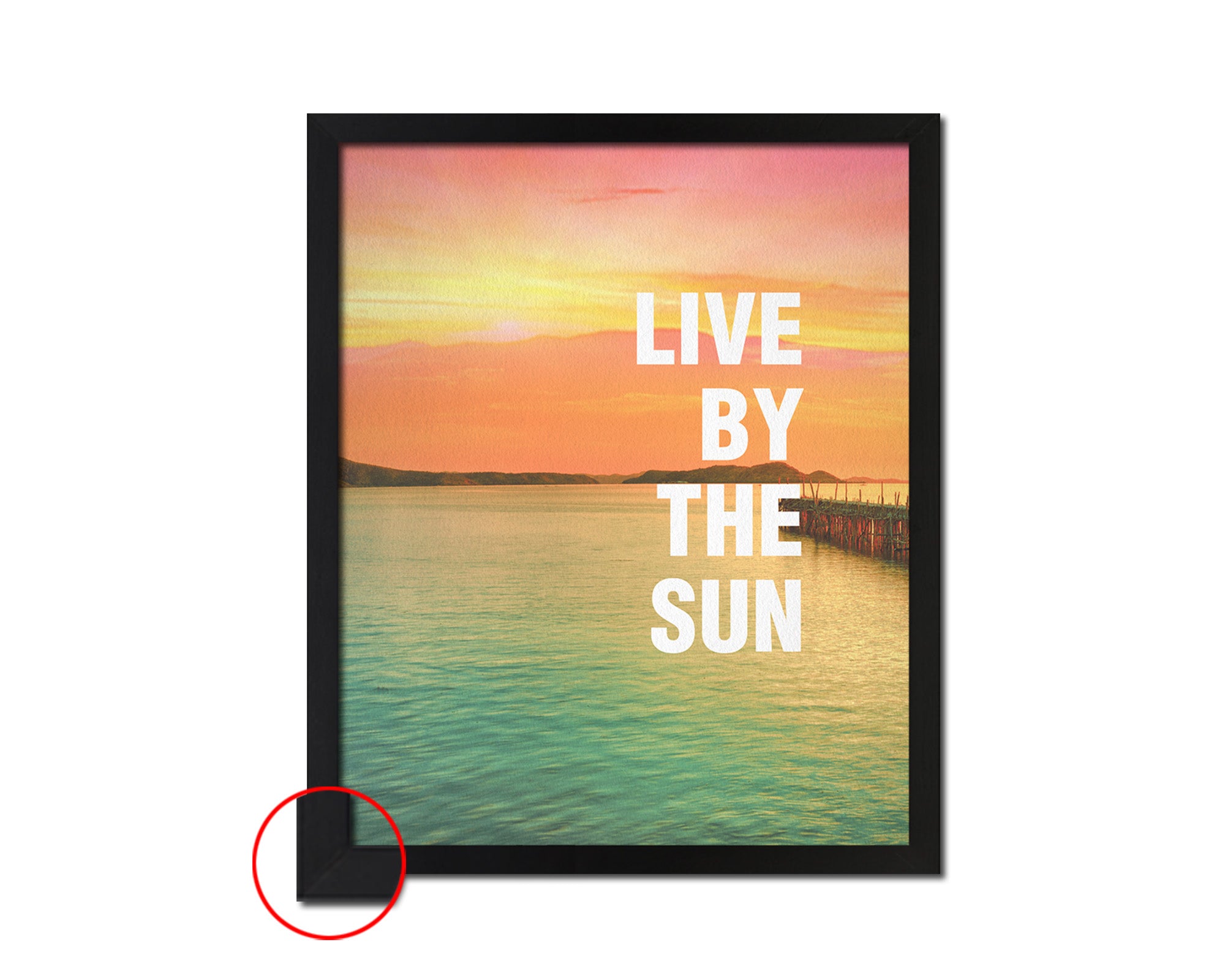 Live by the sun Quote Framed Print Wall Decor Art Gifts