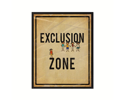 Exclusion Zone Notice Danger Sign Framed Print Home Decor Wall Art Gifts