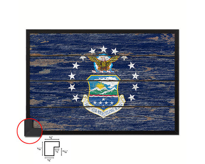 141st Air Refueling Wing Vintage Emblem Flag Wood Frame Paper Print Wall Art Decor Gifts