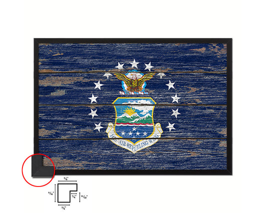141st Air Refueling Wing Vintage Emblem Flag Wood Frame Paper Print Wall Art Decor Gifts