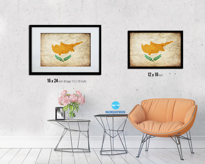 Cyprus Country Vintage Flag Wood Framed Print Wall Art Decor Gifts