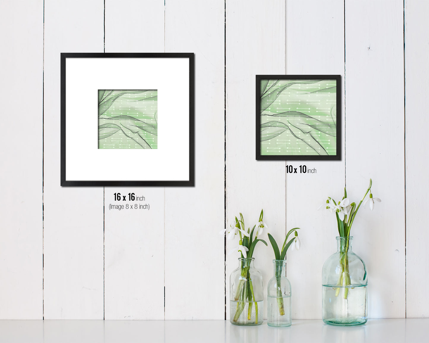 Abstract Green Artwork Wood Frame Gifts Modern Wall Decor Art Prints