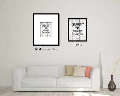 Creativity is intelligence having fun White Wash Quote Framed Print Wall Decor Art
