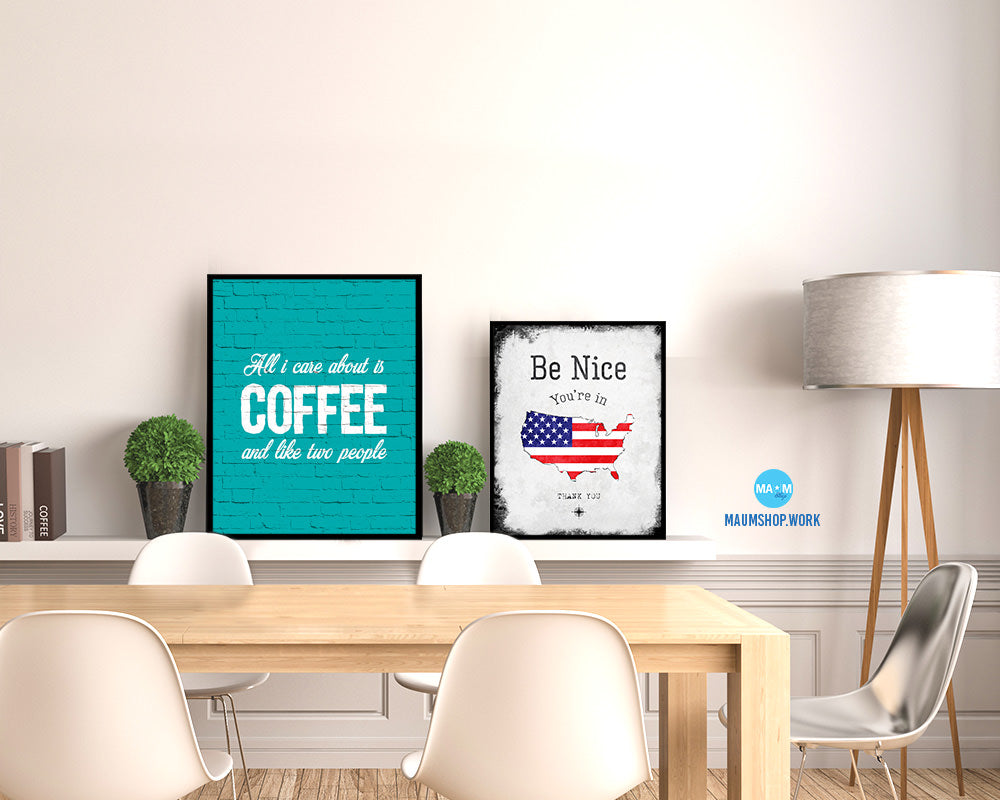 All I care about is coffee and like two people Quotes Framed Print Home Decor Wall Art Gifts