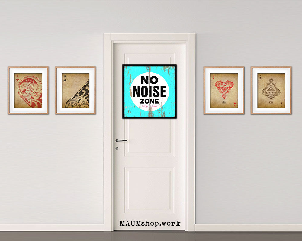 No Noise Zone Shabby Chic Sign Wood Framed Art Paper Print Wall Decor Gifts